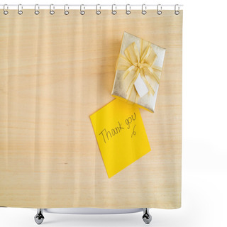 Personality  Thank You Words On Sticky Note With Gift Box Shower Curtains