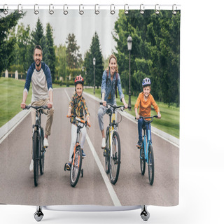 Personality  Family Riding Bicycles Shower Curtains