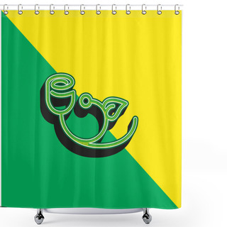 Personality  Bell Flower With Leaf Outline Green And Yellow Modern 3d Vector Icon Logo Shower Curtains