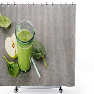 Personality  Half Apple And Healthy Organic Smoothie In Glass  Shower Curtains