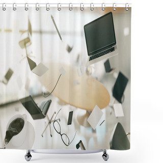 Personality  Concept Of Chaos In Modern Office Shower Curtains