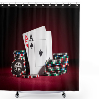 Personality  Chips And Two Aces Shower Curtains