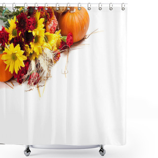 Personality  Autumn Floral Arrangement On White Shower Curtains