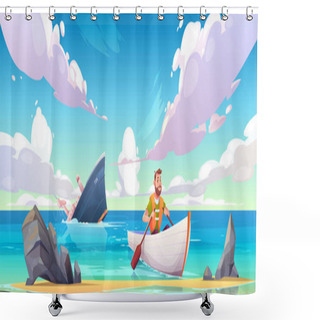Personality  Man Escaping From Sinking Ship After Shipwreck Shower Curtains