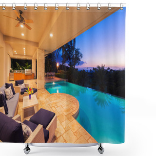 Personality  Luxury Home With Pool At Sunset  Shower Curtains