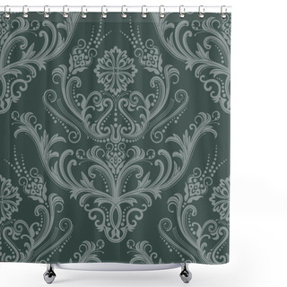 Personality  Luxury Green Floral Damask Wallpaper Shower Curtains