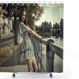 Personality  Woman Fashion Brunette Shower Curtains