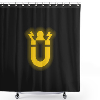 Personality  Attract Yellow Glowing Neon Icon Shower Curtains