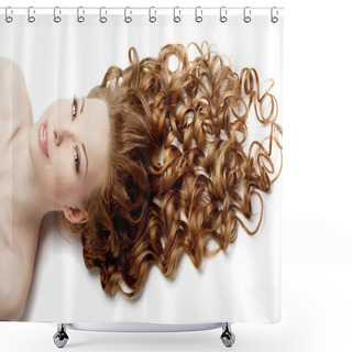 Personality  Girl With Perfect Curls Shower Curtains