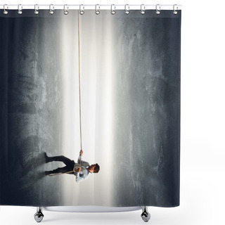 Personality  Businessman Pulling A Rope Shower Curtains