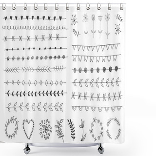 Personality  Hand Drawn Vintage Floral Elements.  Shower Curtains