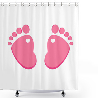 Personality  Pink Baby Footprint Shower Curtains