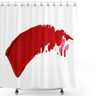 Personality  Red Lipstick Or Acrylic Paint Isolated On White Shower Curtains