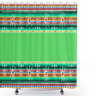 Personality  Mexican Ethnic Embroidery, Tribal Art Ethnic Pattern. Colorful Mexican Blanket Stripes Folk Abstract Geometric Repeating Background Texture, Vector Fabric Design Multi Color Background  Shower Curtains