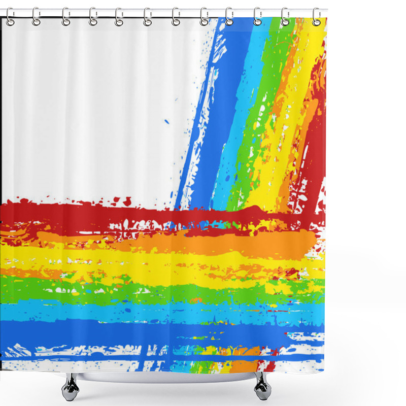 Personality  Rainbow Grunge Splash Striped Backdrop Shower Curtains