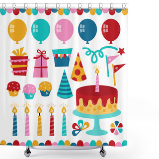 Personality  Retro Birthday Party Elements Shower Curtains