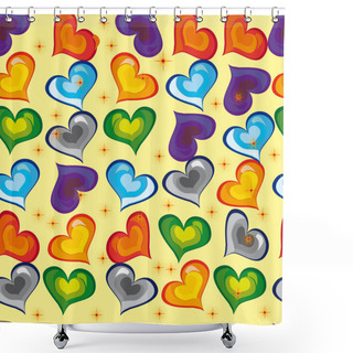 Personality  Abstract Pattern With Bright Stars And Hearts Shower Curtains