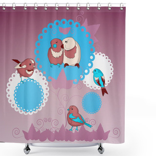 Personality  Vector Collection Of Lovely Birds Shower Curtains