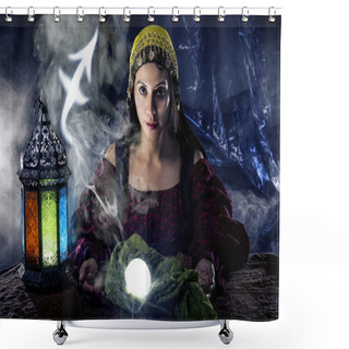 Personality  Sagittarius Zodiac Symbols Or Horoscope With Fortune Teller Shower Curtains