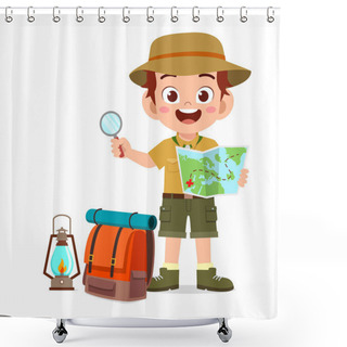 Personality  Happy Cute Little Kid Boy Wear Scout Uniform Shower Curtains