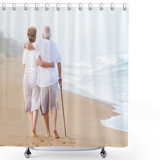 Personality  Elderly Couple Walking Shower Curtains