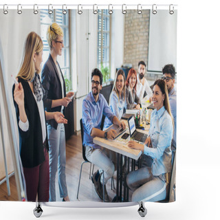 Personality  Business Colleagues In Conference Meeting Room During Presentation Shower Curtains