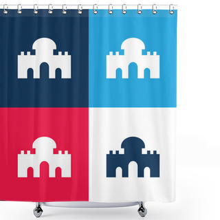 Personality  Alcala Gate Blue And Red Four Color Minimal Icon Set Shower Curtains