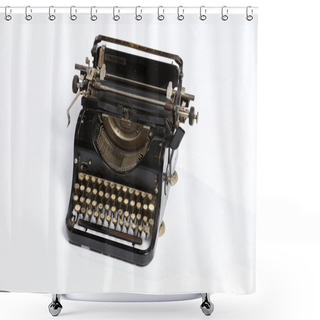 Personality  Old Typewriter, Blank Sheet In A Typewriter. Shower Curtains