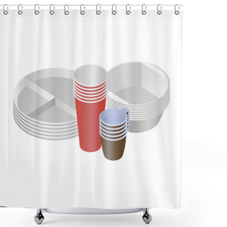 Personality  Plastic Dishes And Plates Shower Curtains