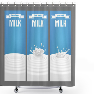 Personality  Vector Illustration Of A Set Of Labels For Milk And Dairy Shower Curtains
