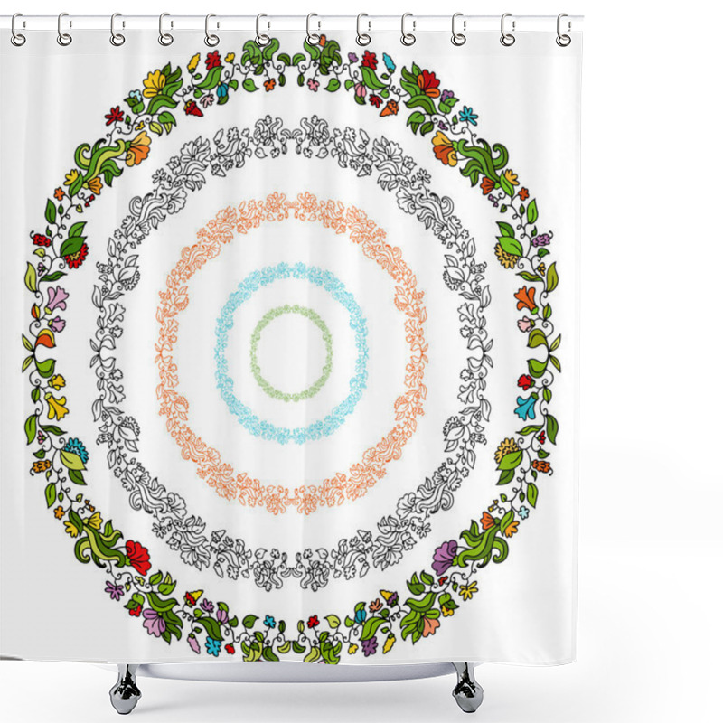Personality  Flower Floral Circle Set Shower Curtains