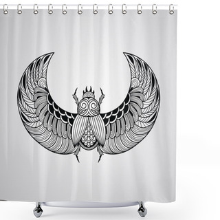 Personality  Scarab Beetle, Tattoo Style Shower Curtains