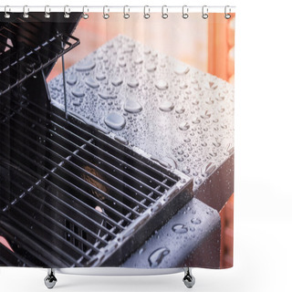Personality  Open Barbecue Lid With Grill For Frying Meat And Fish Shower Curtains