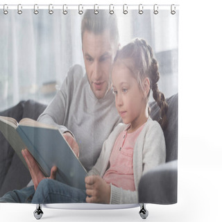 Personality  Father Teaching Daughter Read At Home Shower Curtains