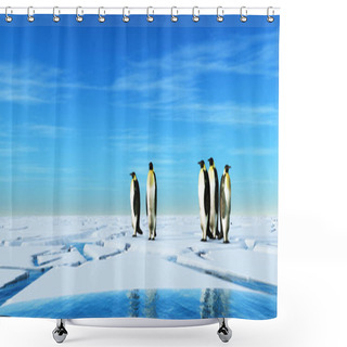 Personality  Group Of Penguins Shower Curtains