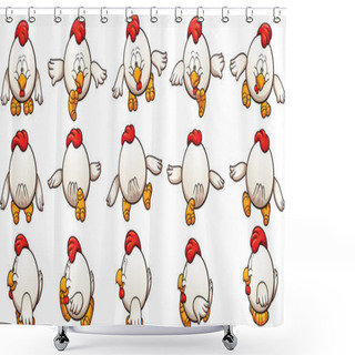 Personality  Cartoon Chicken Walking Shower Curtains