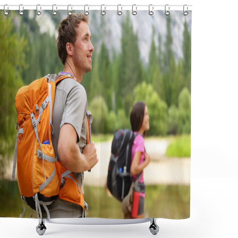 Personality  Hikers - Hiking, Man Looking In Yosemite Shower Curtains