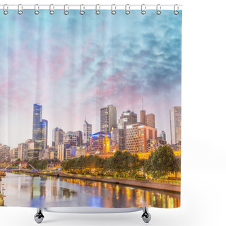 Personality  Skyline Of Melbourne City Shower Curtains