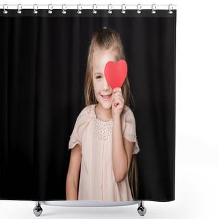 Personality  Little Girl With Heart Sign Shower Curtains