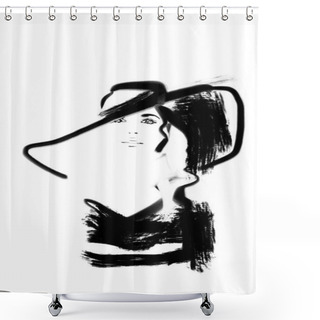 Personality  Black And White Fashion Illustration. Vintage Art. Hand Drawn Sketch Shower Curtains