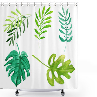 Personality  Green Tropical Leaves Shower Curtains