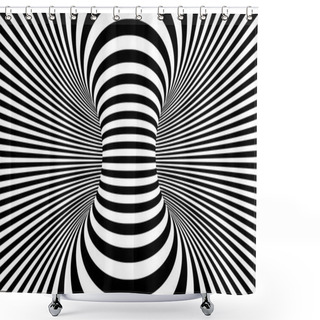 Personality  Optical Illusion Lines Background. Abstract 3d Black And White Illusions. Conceptual Design Of Optical Illusion Vector. EPS 10 Vector Illustration Shower Curtains