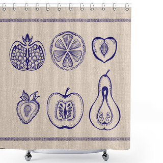 Personality  Cute Fruits Seamless Vector Background Shower Curtains