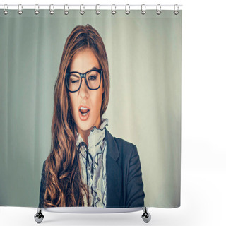 Personality  Successful Business Woman With Glasses Winking Shower Curtains