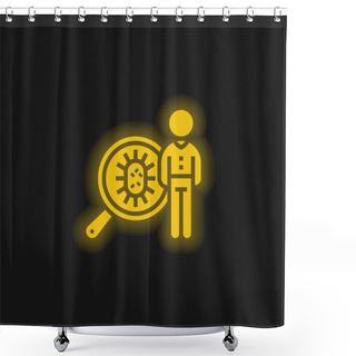 Personality  Bacteria Yellow Glowing Neon Icon Shower Curtains