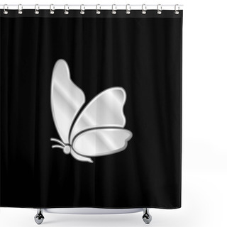 Personality  Big Wing Butterfly Silver Plated Metallic Icon Shower Curtains