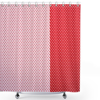 Personality  Top View Of Red And White Surface With Polka Dot Pattern For Background Shower Curtains