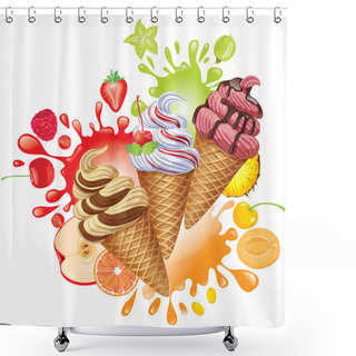 Personality  Different Fruit Sorbet Shower Curtains