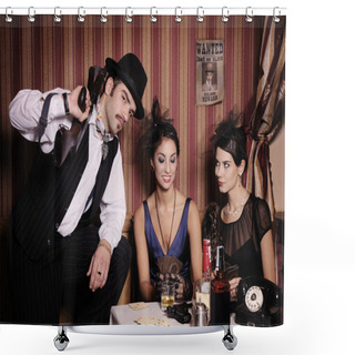 Personality  Gangsters Playing Cards. Shower Curtains
