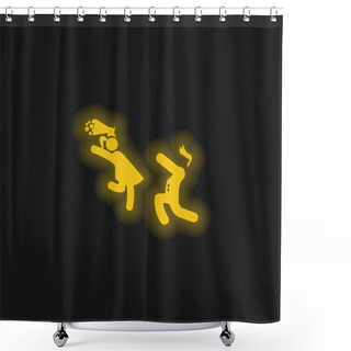 Personality  Boy Giving Flowers To His Girlfriend Yellow Glowing Neon Icon Shower Curtains